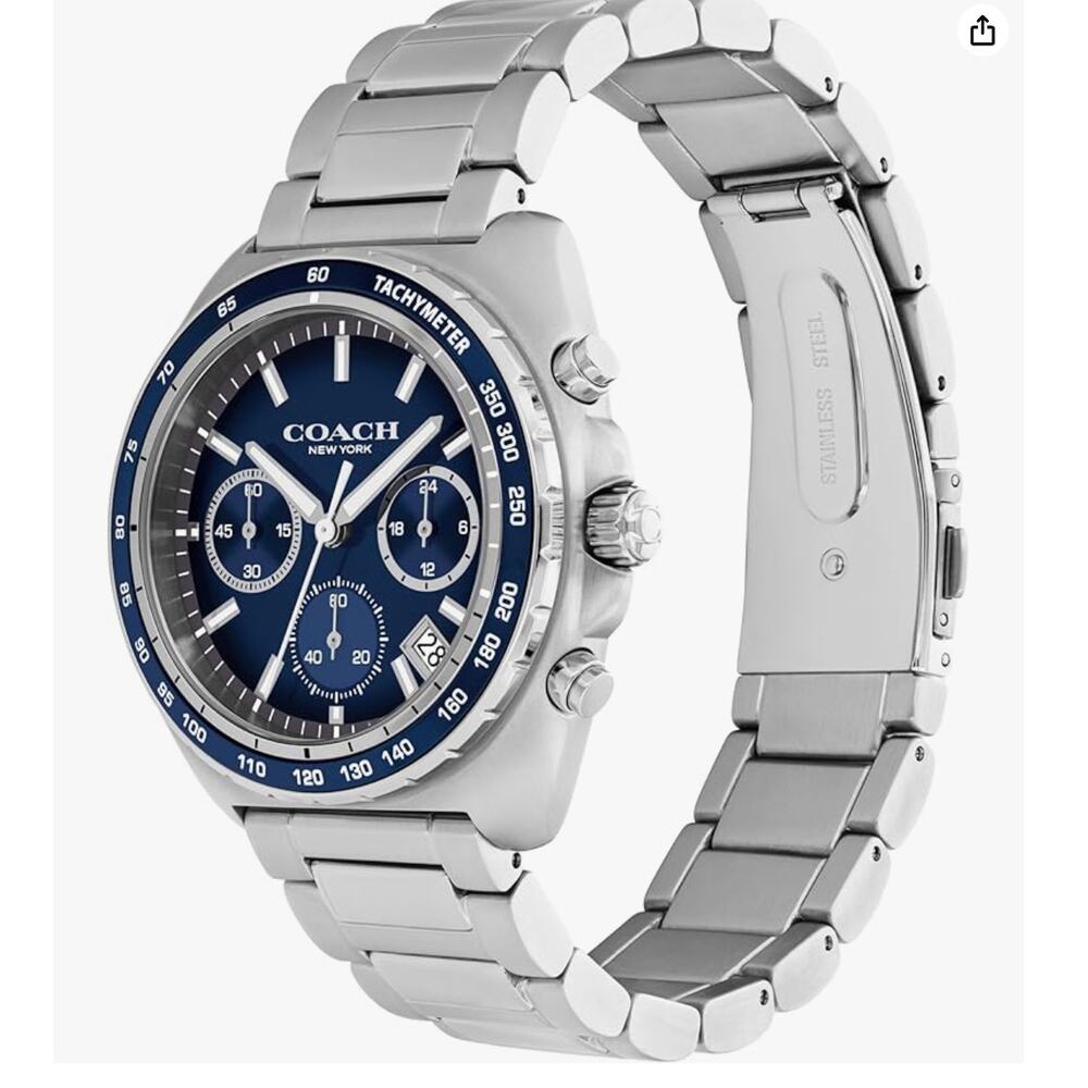 Coach Charter Men's Chronograph Quartz Watch – 39 mm Stainless Steel Case NWT - Picture 4 of 8